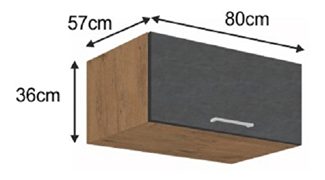 Horná kuchynská skrinka 80 NAGU-36 1F Velaga (sivá matná + dub lancelot)