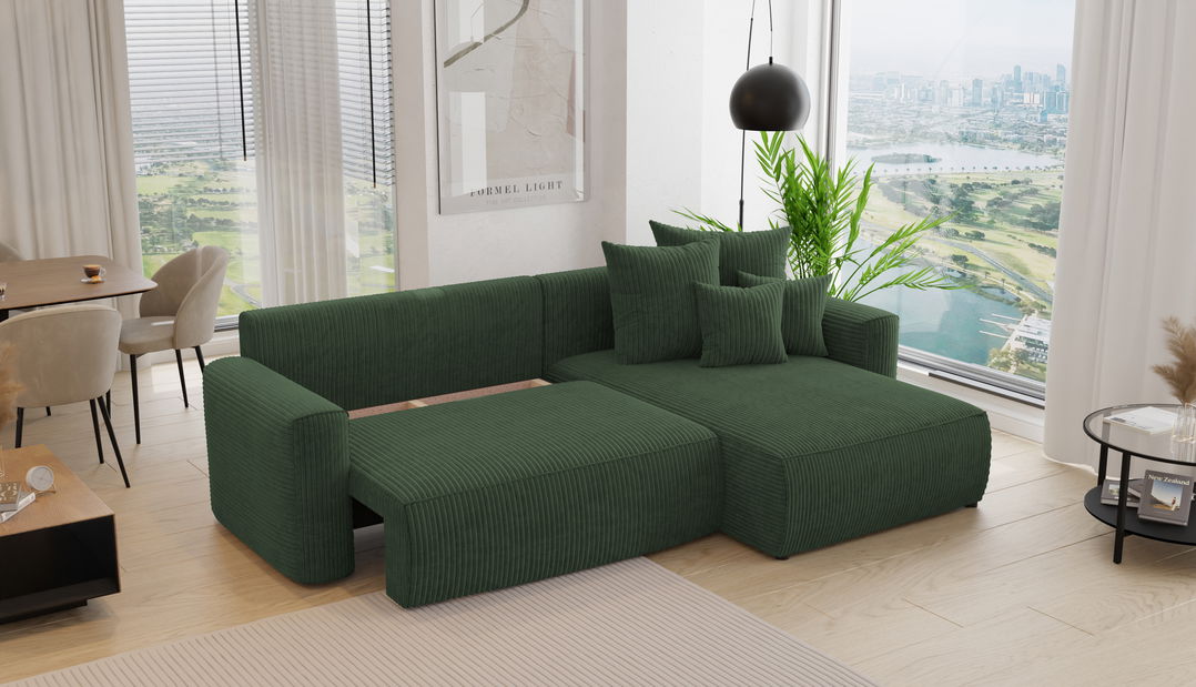 Kutna garnitura Baria (D) (tamnozelena)