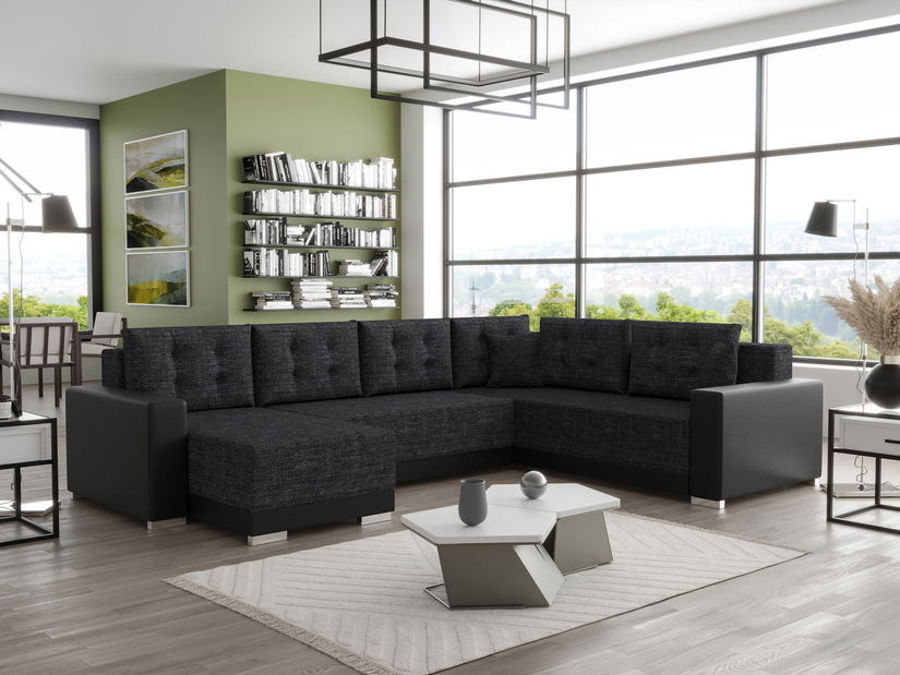U alakú sarokkanapé Odyssey 3 (fekete + szürkésfekete) (J)