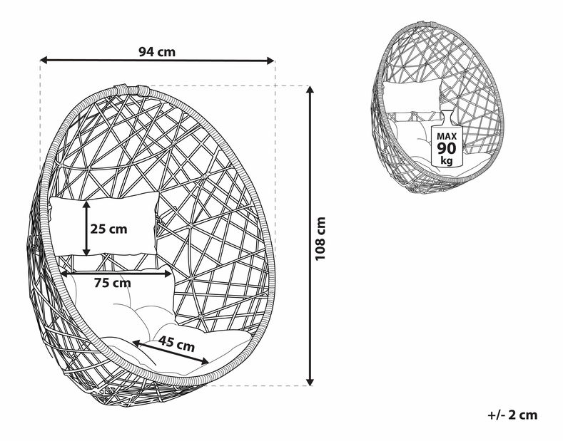 Závesné kreslo ALTAI (čierna) *výpredaj