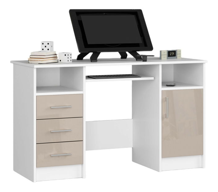 PC stolić Aziza (bijela + cappuccino sjaj)