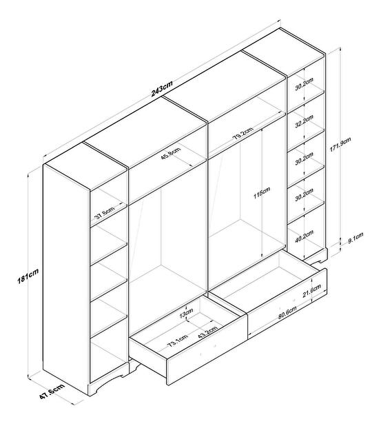 Ormar za garderobu Flexis (bijela + orah) 