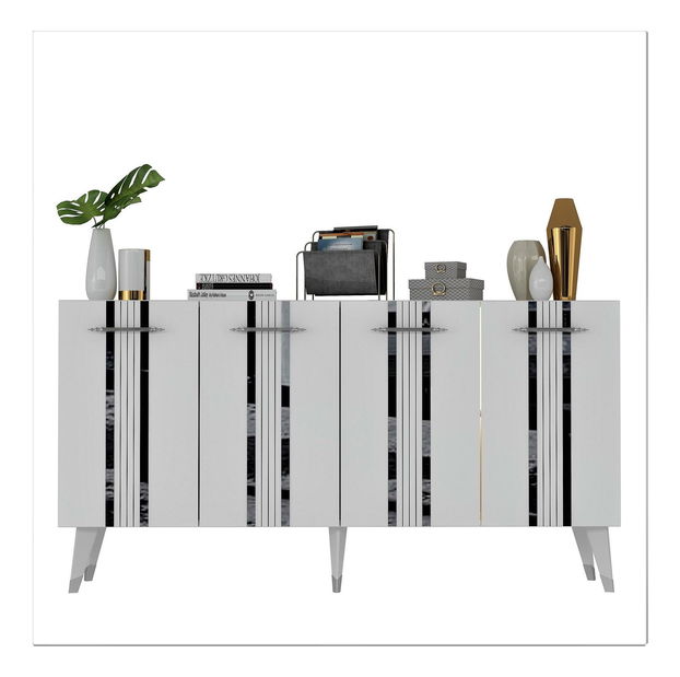 Szekrény Pebine 1 (fehér + ezüst) 