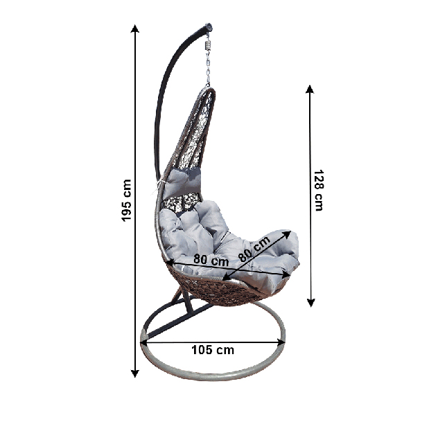 Fotoliu balansoar suspendat Avalanche 2 NEW (gri + gri deschis)