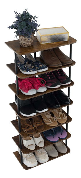 Regál Explotarla (tmavé drevo + čierna) 