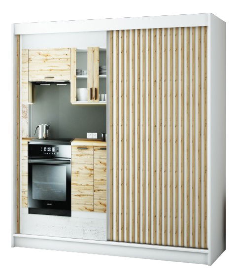 Ormar za garderobu 200 cm Ladonna 2 (Bijela mat) (s ogledalom)