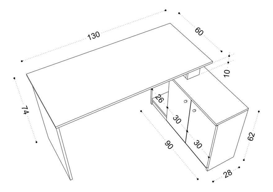 Masă PC Bashka (Alb)