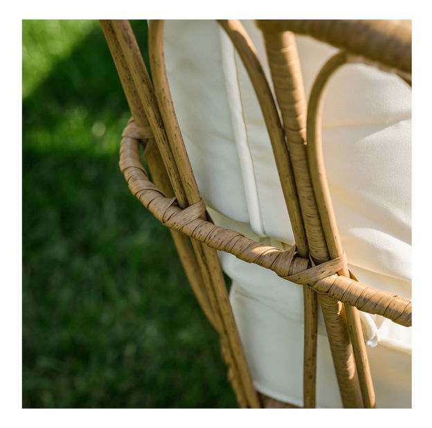 Set mobilier de grădină Arala (natural + bej + negru) (pentru 4 persoane)