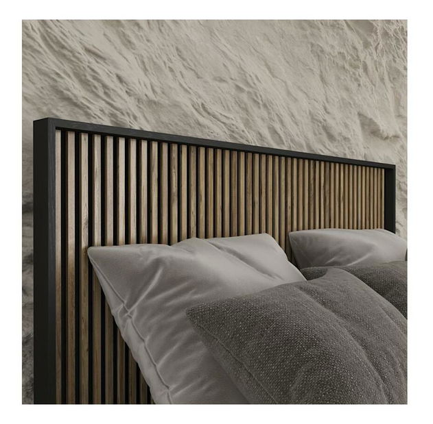 Pat matrimonial Franc 72 (lemn negru + pin atlantic)