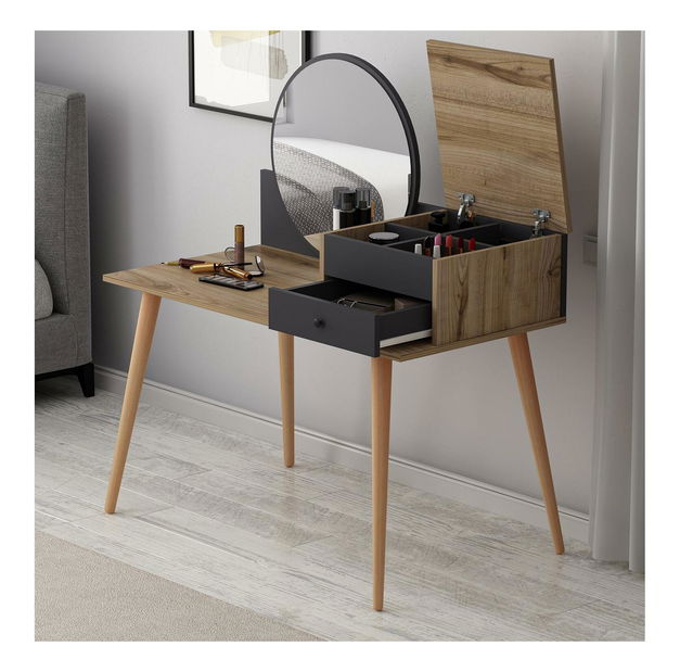 Toaletni stolić Angelio (antracit + orah)