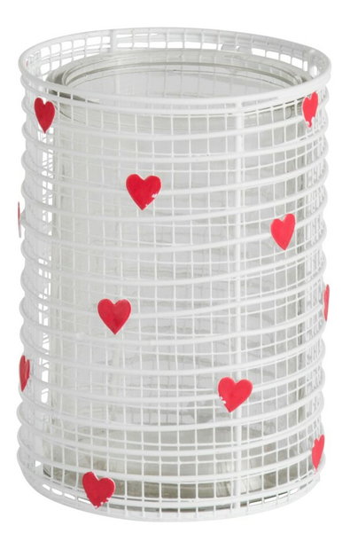 Svietnik Jolipa Na čajovú sviečku Nordic Bliss (15x11x11cm) (Biela + Červená)