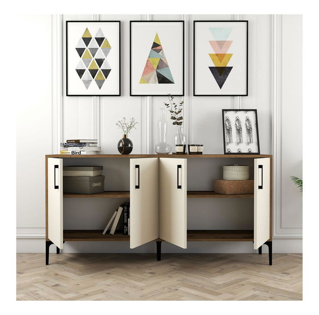 Szekrény Kim 160 (dió + krém)