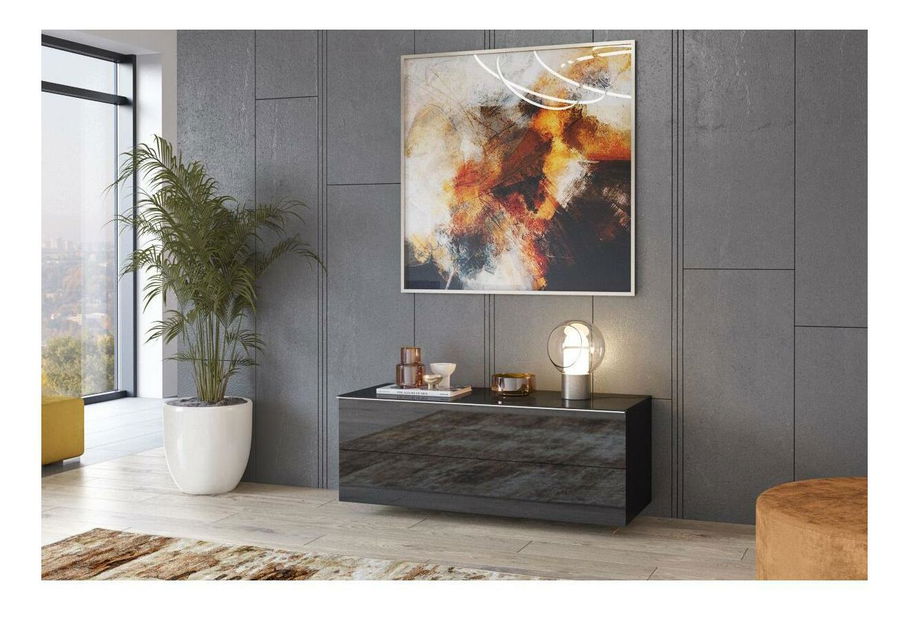 Masă TV suspendată Henry Typ 41 (negru + negru lucios)