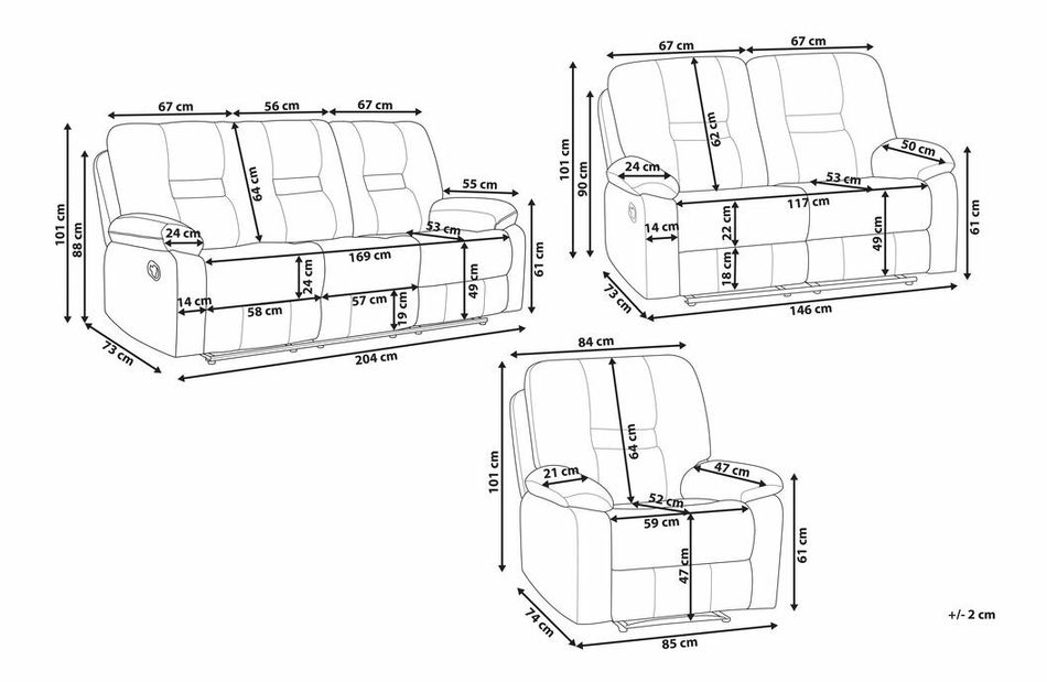 Set de ședere Barnet 2 (gri închis)