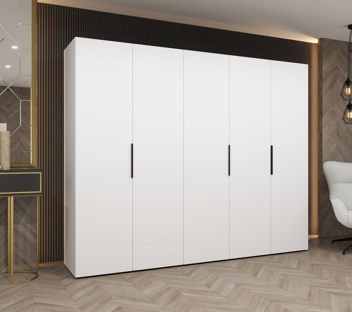 Ruhásszekrény 250 cm Mirabella 1 (fehér + fekete)