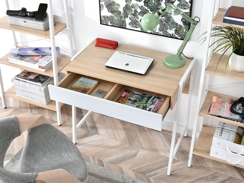 Masă PC Norway (stejar + alb)