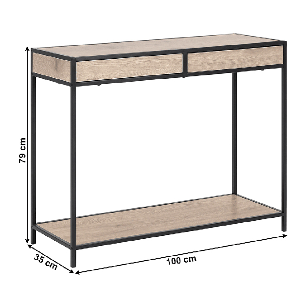 Konzolni stol Nariva (hrast + crna)