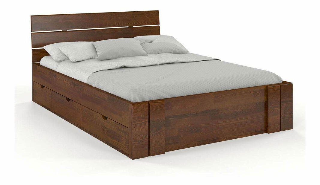Franciaágy 200 cm Tosen High Drawers (Fenyő)