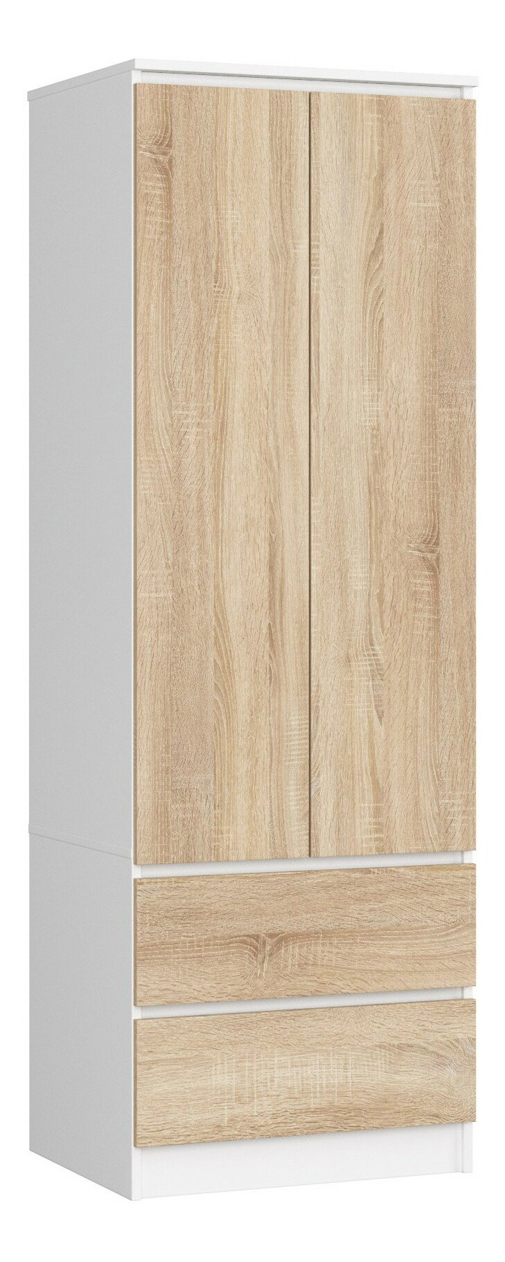 Šatníková skriňa Slots (biela + dub sonoma)