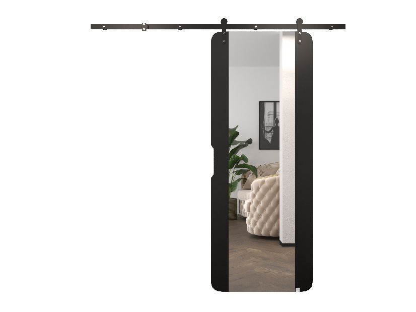 Uși culisante Ortiz II (negru mat + negru mat) (cu oglindă) (S)