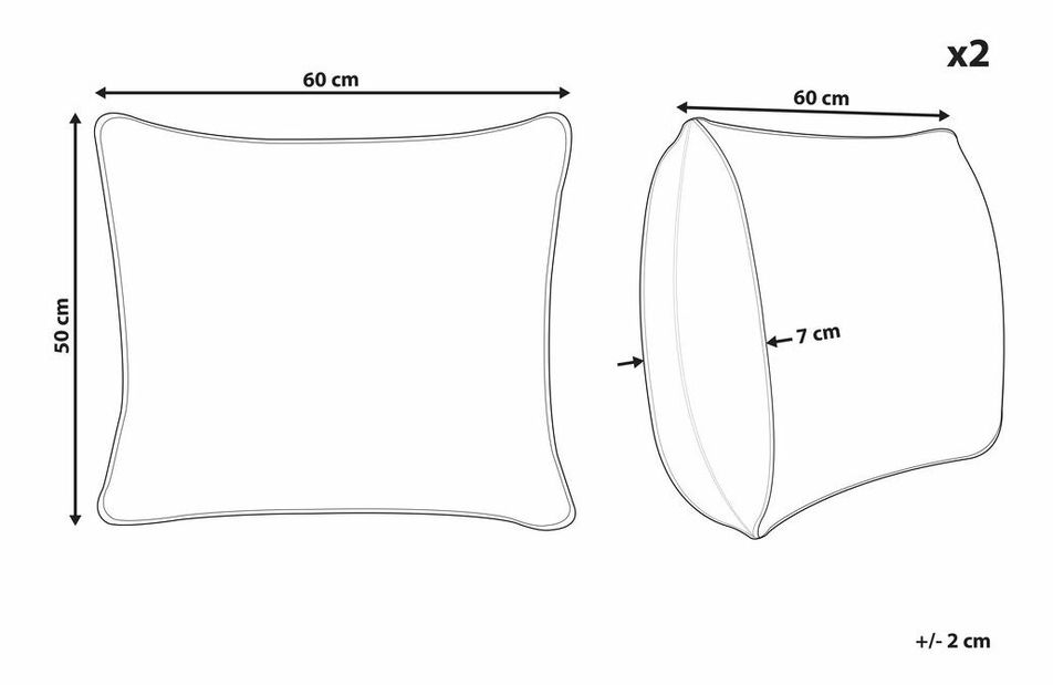 Set 2 ks. vankúšov 50x60 cm DIONA (biela)