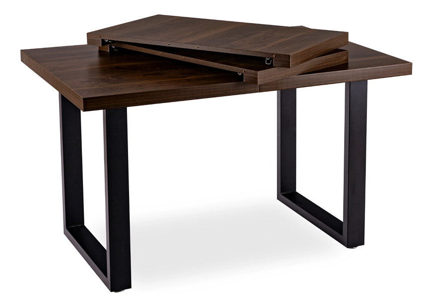 Masă sufragerie extensibilă Tomko (nuc + negru) (pentru 6-8 persoane)