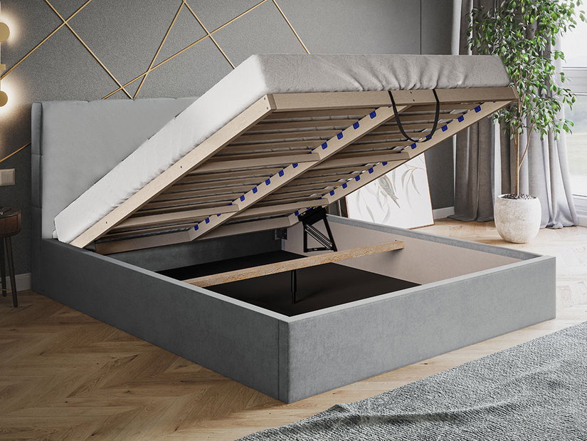 Manželská postel Slavio 1 140 cm (svetlosivá) (s roštom a úl. priestorom)