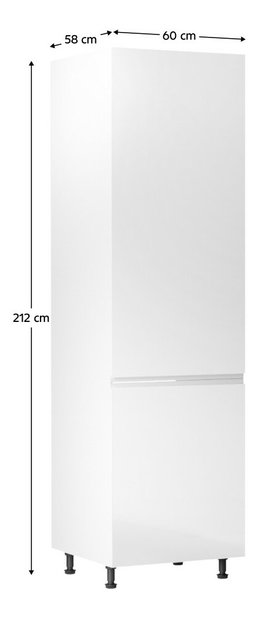 Konyhaszekrény beépített hűtőre D60ZL Aurellia (fehér + fényes fehér) (J)