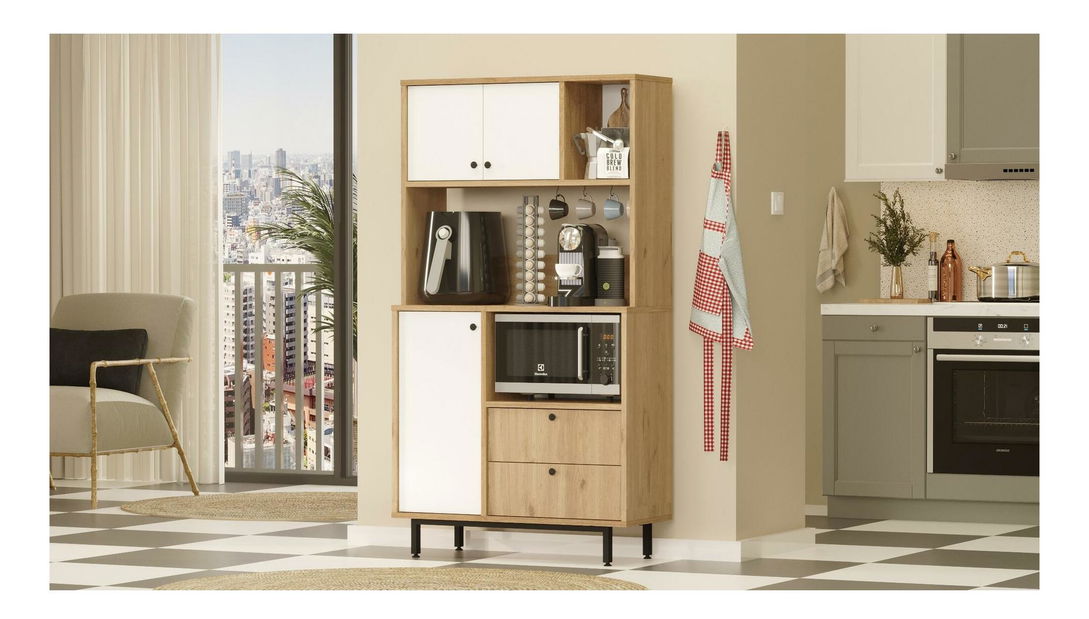 Dulap cu rafturi Rebutia 3 (stejar + alb)