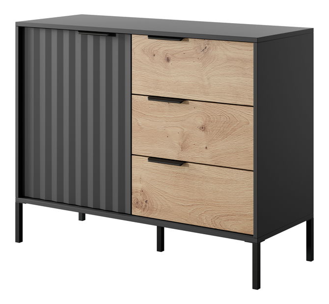 Komoda Rastafa D3S (dub artisan + čierna)