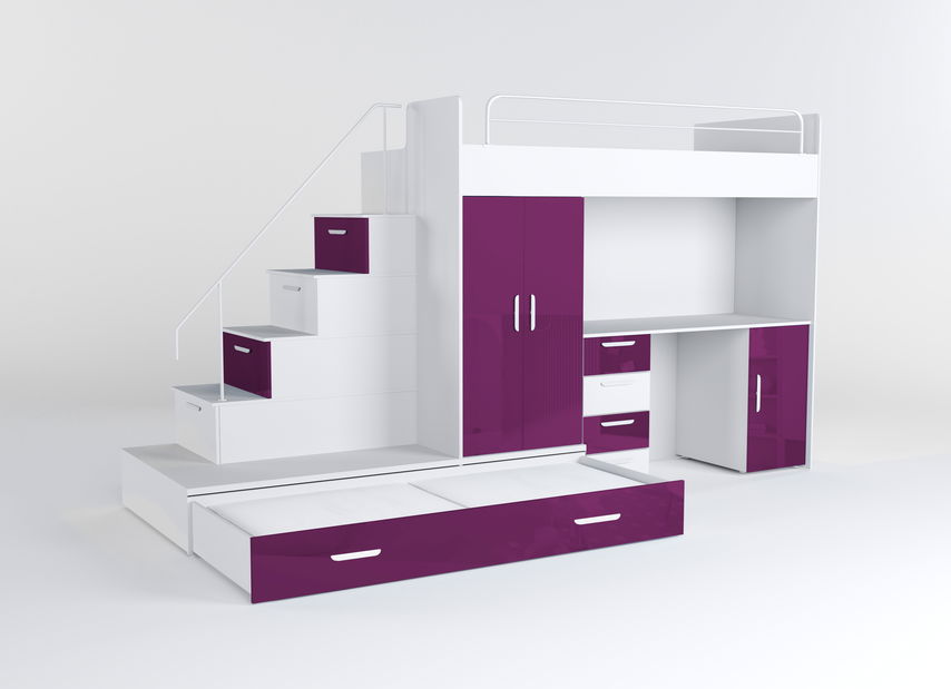 Pat pentru copii Ruby V (Alb + Violet) (cu somieră)