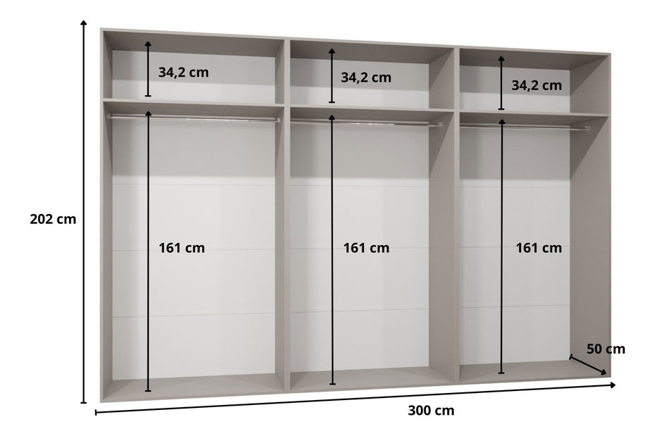 Šatníková skriňa Alaris 2 300 (kašmír + zlatá) (so zrkadlom)