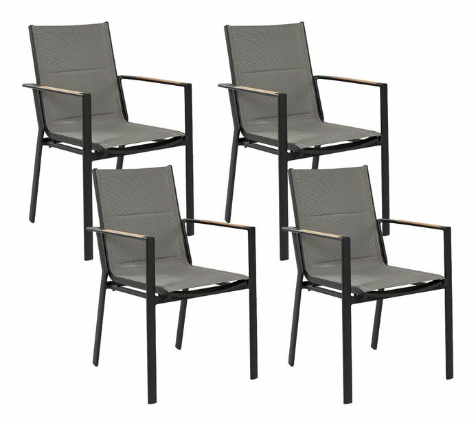 Set 4 ks záhradných stoličiek Bunny (čierna)