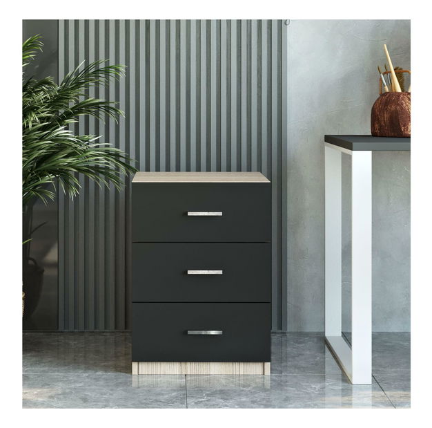 Comodă Vincent 3 (stejar + negru)