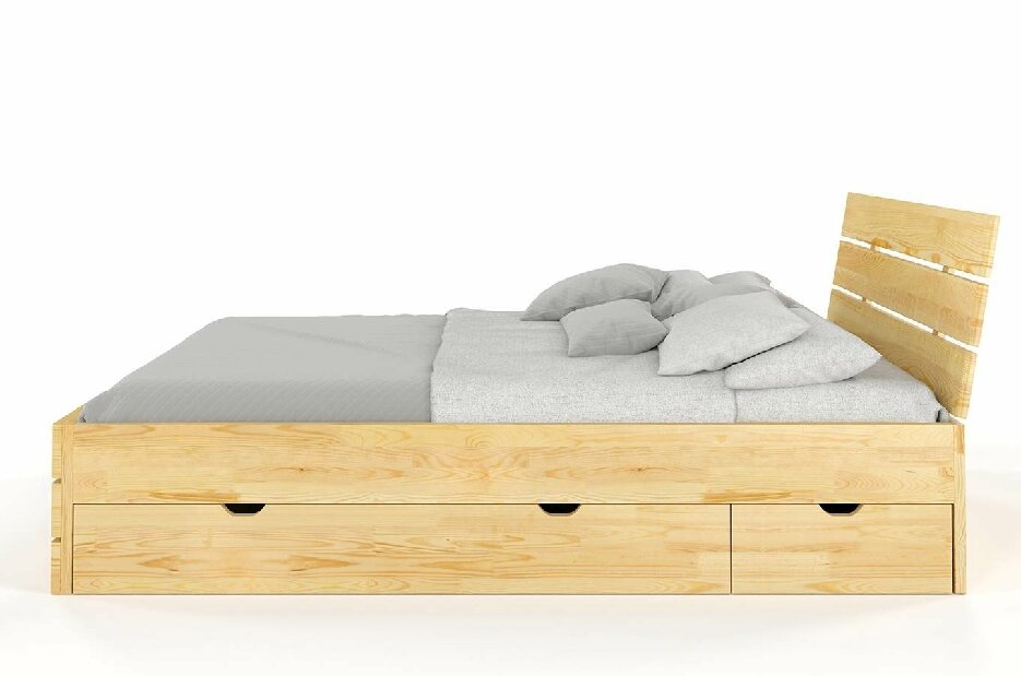 Manželská posteľ 200 cm Naturlig Lorenskog High Drawers (borovica)