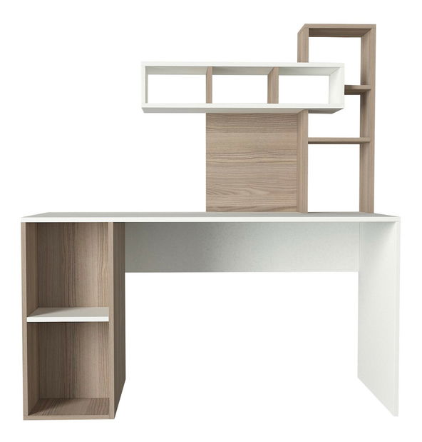 Masă PC Carla (Alb + Maro deschis)