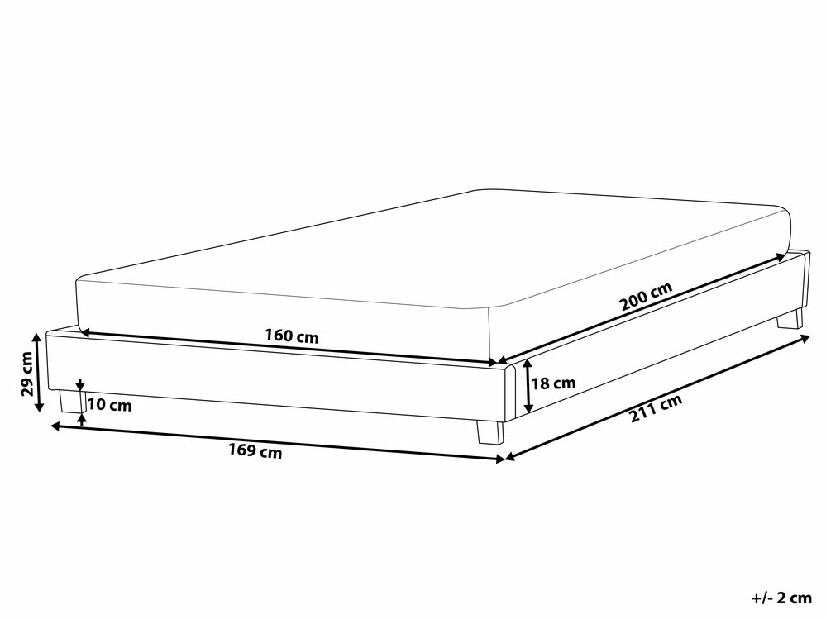 Franciaágy 160 cm ROXENNE (ágyráccsal) (szürke)