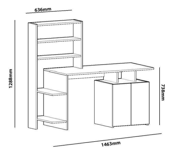 PC asztal Menile 1 (zafír tölgy) 