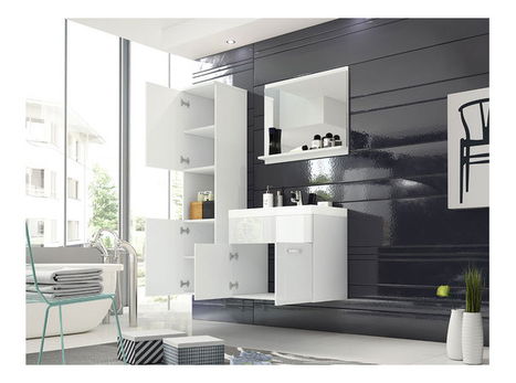 Kupaonski namještaj Florena (bijela + sivi sjaj)