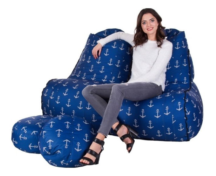 Sedací vak s taburetkami Montana Zipp (modrá)