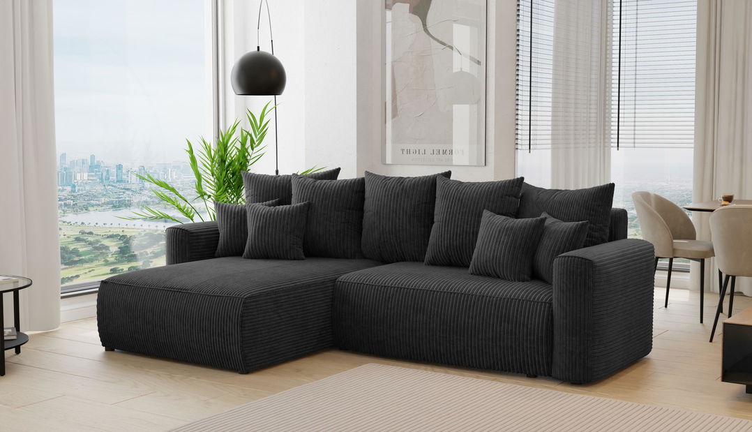 Rohová sedačka Baria (L) (čierna)