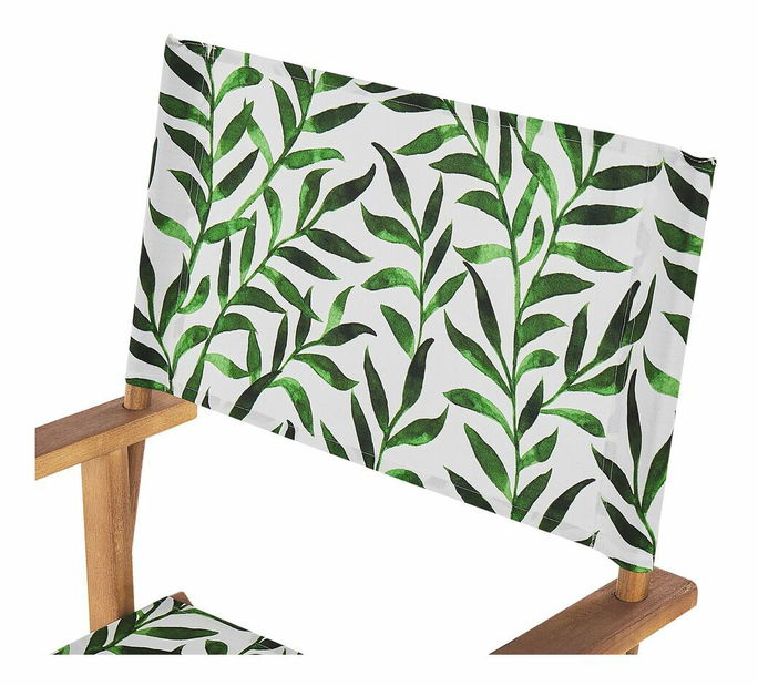 Set 2 vrtne ležaljke s rezervnim presvlakama Ciala (svijetlo drvo + uzorak lišća)