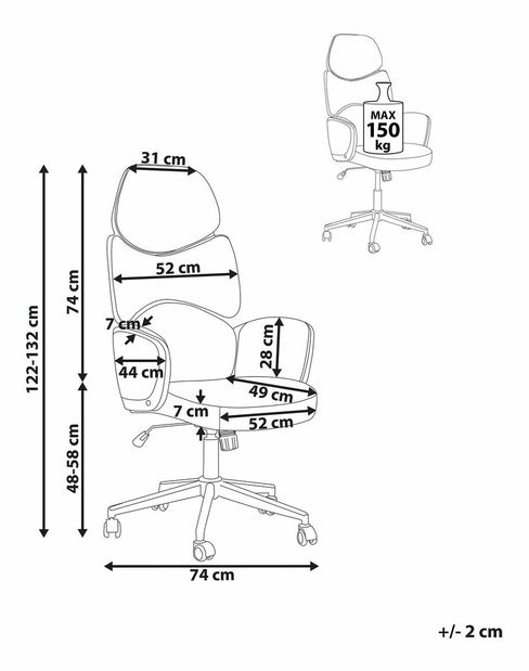 Fotoliu birou Seiarra (gri) 