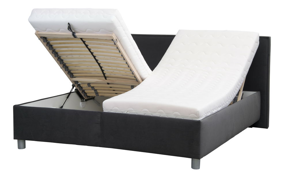 Manželská posteľ 160 cm Blanár Oliver (tmavosivá) (s roštom a matracom)