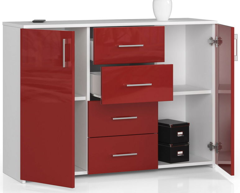 Komoda Kiran (červený lesk)