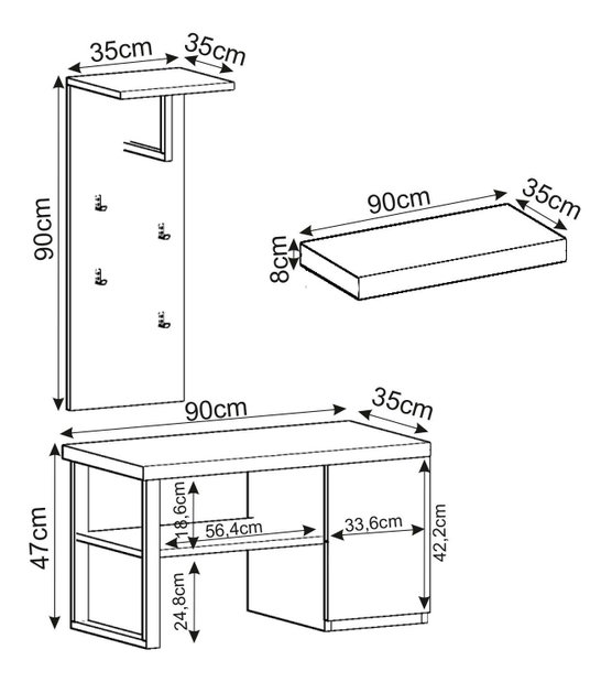 Set mobilier hol Lingon (nuc)