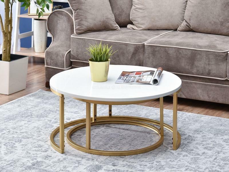 Dohányzóasztal Kolja Zest Xl (fehér + arany)