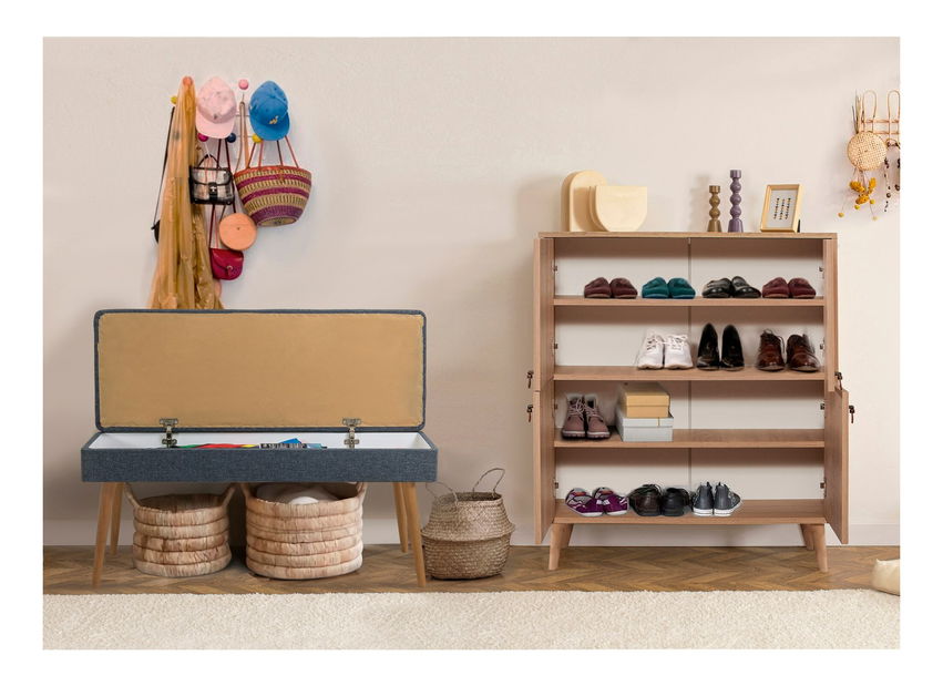 Mobilier pentru hol Maluxe 727 (Stejar sonoma + Albastru închis)