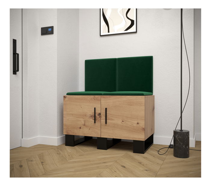 Set mobilier pentru hol Amanda 19 (Stejar artisan + verde)