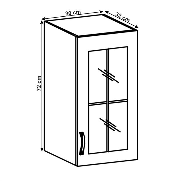 Dulap superior de bucătărie G30S Lanaya (alb + gri mat) (D) 